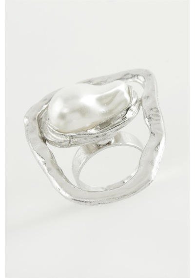 Zenviac456 Oval İnci Metal Yüzük Zenviac45678 Gümüş Rengi 64575934