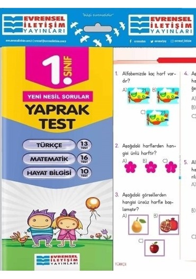 1. Sınıf Tüm Dersler Yaprak Testler Evrensel İletişim Yayınları