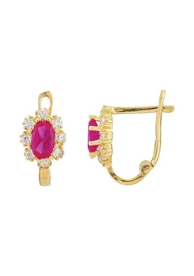 Altın Çocuk Küpe 14 Ayar Ruby Taşlı Bc0325515