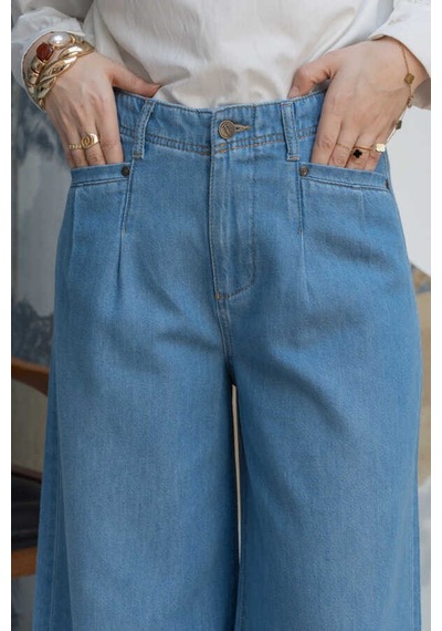 1165-denim Bol Paça Pantolon Mavi Mavi