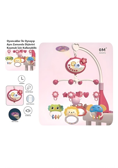 Bebek Dönencesi Müzikli ve Işıklı Çıngıraklı Projektör Pembe