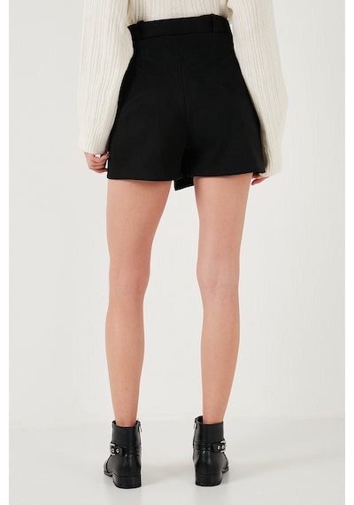 Lela Kışlık Regular Fit Asimetrik Kesim Fermuarlı Bayan Şort Etek 5865973 Siyah