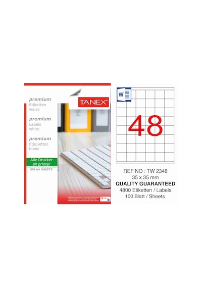 Tanex Lazer Etiket 100 Yp 35X35 MM Laser Copy Inkjet  Tw-2348