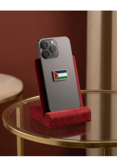 Filistin Bayrak Telefon Arkası Süsü Altın Detaylı Sticker Etiket 1,5 X 2 Cm Yok
