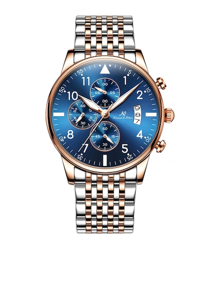 Kronen&söhne Blauform Mavi Kadran Rose Gold Çelik Erkek Kol Saati Gümüş - Rose Gold - Mavi