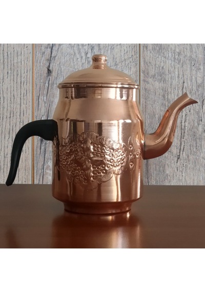 Binbir Trend Işlemeli Battal Boy Bakır Kahveci Demliği 2.3 L Bakır