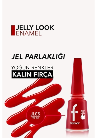 Flormar Jelly Look Jel Tırnak Efektli Parlak Oje JL05 Fire Red
