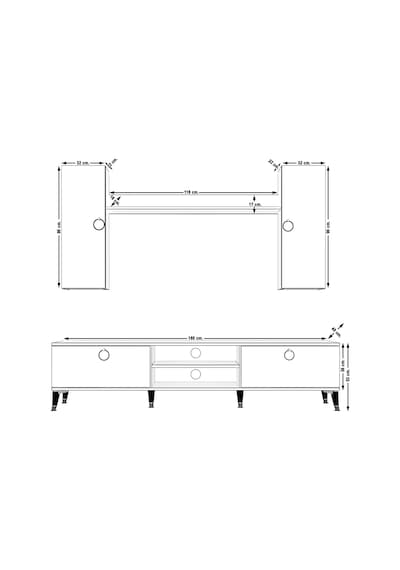 Decoraktiv Eko 7 Mdf Dvd Gold Tv Ünitesi Tv Sehpası Pera - Siyah