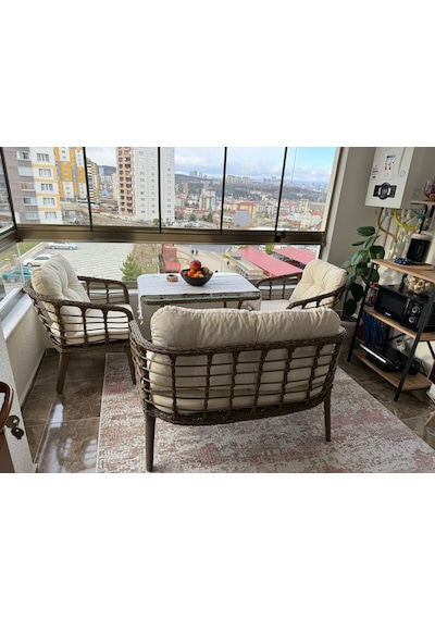 Kartepe Galvaniz Boru 2 1 1 Sehpa 60 90 Rattan Bahçe Balkon Takımı,kahve Rattan/krem Kumaş Kartepe Galvaniz Boru 2 1 1 Sehpa 60 90 Rattan Bahçe Balkon Takımı,kahve Rattan/krem Kumaş
