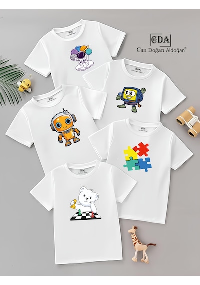 Cda Bilim 5li Çocuk Tshirt Beyaz