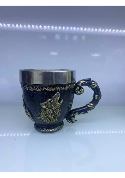 Kurt İşlemeli Çelik Kupa Kod 6922