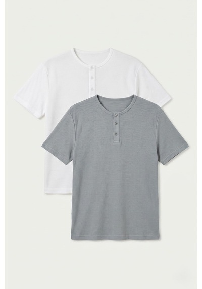 Defys Erkek Henley Yaka %100 Pamuklu Rahat Kesim Günlük Basic 2'li Tişört Seti Beyaz Gri - 875258611 Beyaz Gri Defys Erkek Henley Yaka %100 Pamuklu Rahat Kesim Günlük Basic 2'li Tişört Seti Beyaz Gri - 875258611 Beyaz Gri