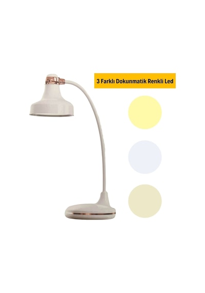 Buffer Dokunmatik 3 Farklı Led Işıklı Çalışma Masası Üstü Lamba Beyaz
