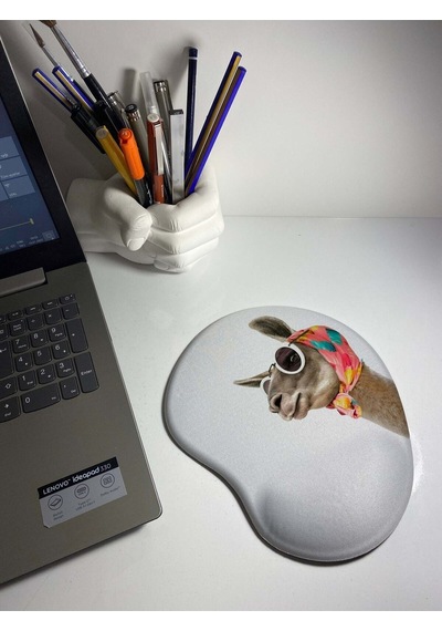 Gözlüklü Lama Bilek Destekli Mouse Pad Mousepad