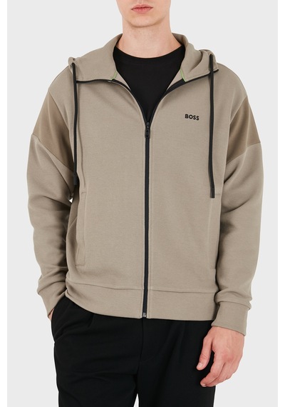 Boss Pamuklu Kapüşonlu Yaka Regular Fit Sweat Erkek Sweat 50563287 334 Bej
