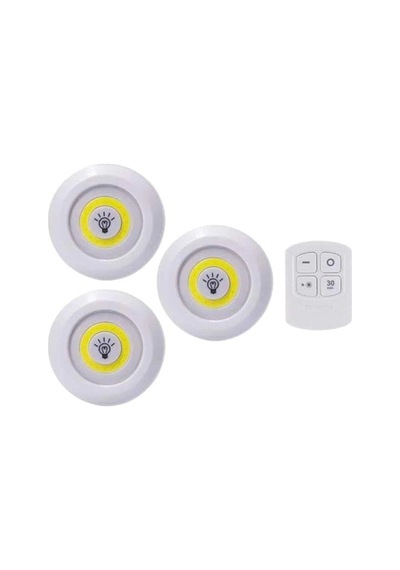 Hubrendy Tekno Led Lamba 3'lü Uzaktan Kumandalı Yapışkanlı