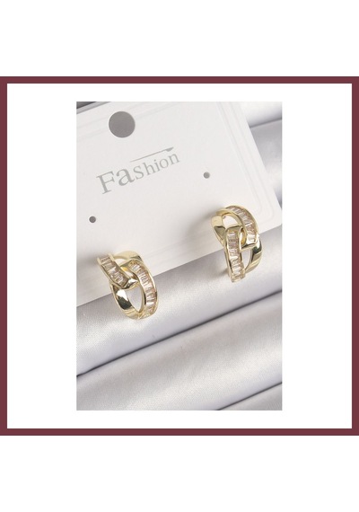 Storeşahin Pirinç Gold Renk Zirkon Taşlı Zincir Model Kadın Küpe Shn0720