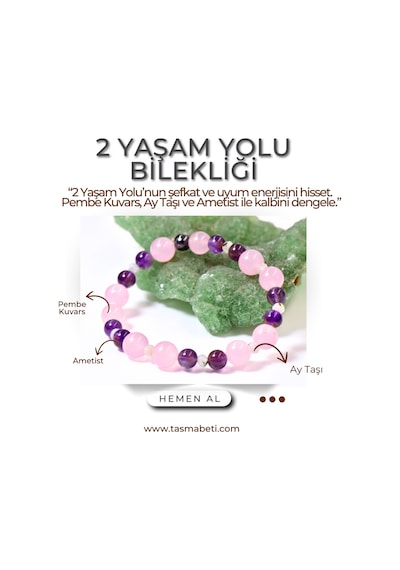 2 Yaşam Yolu Bilekliği Sevgi Çok Renkli