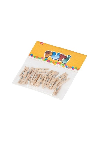 Puti Ahşap Küçük Mandal Natural 24 Lü 4674 Çok Renkli