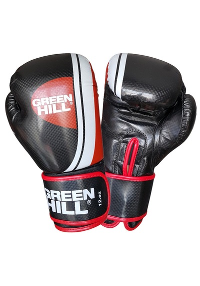 Green Hill Knock Out Carbon Deri Boks Ve Kick-boks Eldiveni Siyah