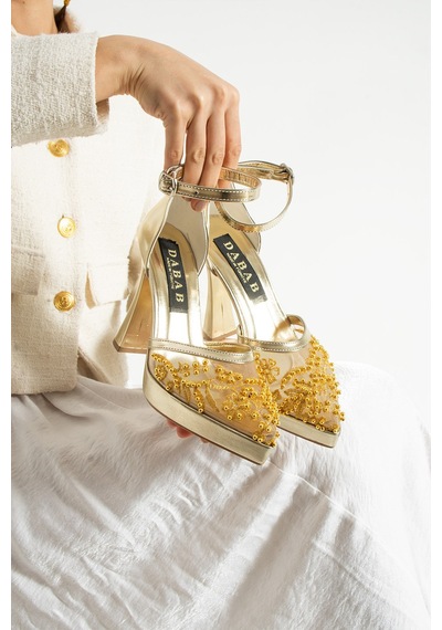 Dabab Shoes Pearly Gold Kadın Platformlu 11cm Topuklu İncili Bilekten Bantlı Abiye Gelin Düğün Ayakkabısı Altın Dabab Shoes Pearly Gold Kadın Platformlu 11cm Topuklu İncili Bilekten Bantlı Abiye Gelin Düğün Ayakkabısı Altın