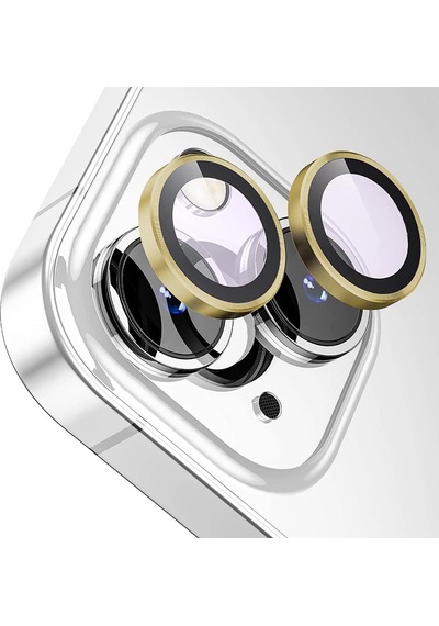 İphone 14/14 Plus Screen Protector 9h Safir Cam Kamera Metal Lens Koruyucu Altın