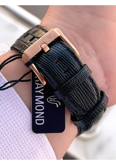 Raymond Nişan Ve Damatlara Özel Deri Kordon 2 Yıl Garantili 5 Atm Erkek Kol Saati+bileklik Rmd.41 Rose Gold