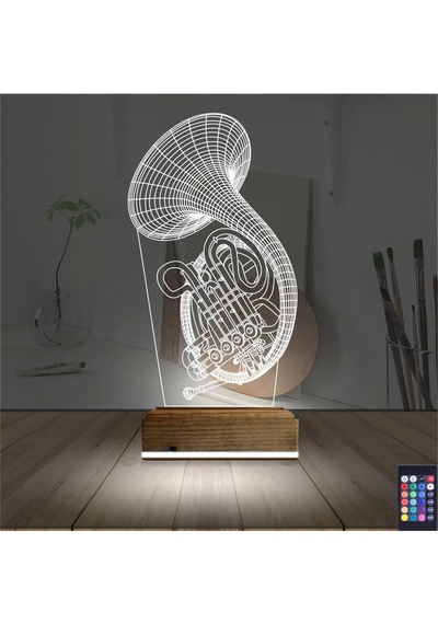 Luvivia Korno Enstrüman Müzik 3d Lamba - Masa Gece Lambası Şeffaf