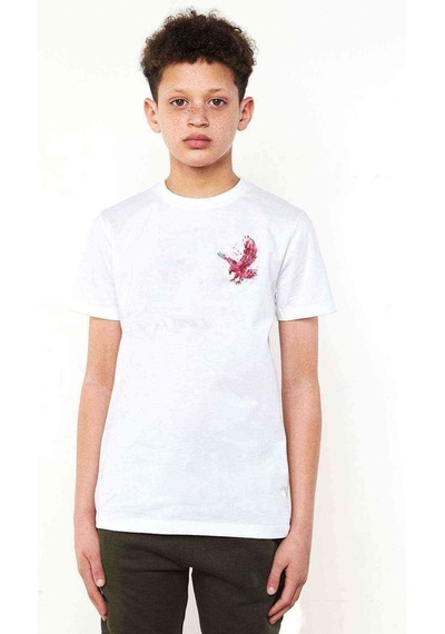 Tshirthane Watercolor Eagle Baskılı Unisex Çocuk Beyaz T-Shirt