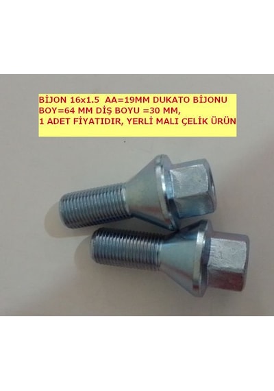 Dukato Araçlar için Bijon Takımı M16x1.5x64 - Aa=21mm Dış=30 Mm