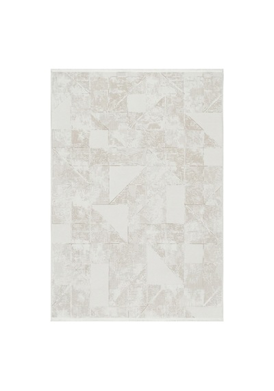 Merinos Vista Krem Renk %100 Akrilik Parlak Dokuma Bej Geometrik Desenli Yumuşak Dokulu Salon Oturma Odası Halısı 76644-61