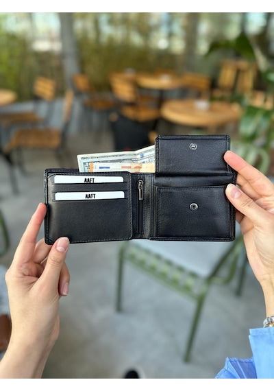 Mft Leather Hakiki Deri Erkek Cüzdan Fermuarlı, Bozuk Paralı, İsim Yazılı Tokyo 2404 - Napa Siyah Napa Siyah
