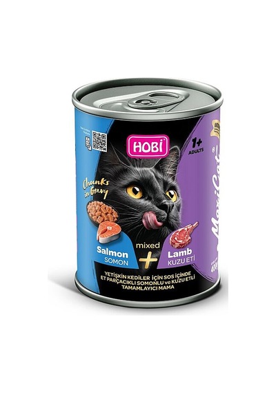 Hobi Maxicat Mixed Somon Ve Kuzu Etli Kedi Konservesi 400 Gr Gerçek Et Parçacıklı, Vitamin Destekli