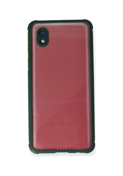 Bezos Samsung Galaxy A01 Core Uyumlu Kılıf Miami Şeffaf Silikon - Koyu Yeşil Mmbz