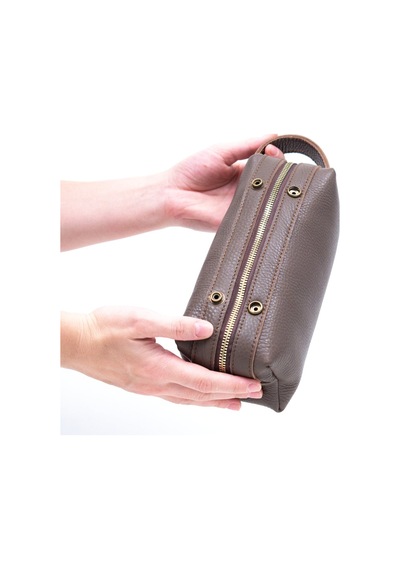 Gillario Design 06 Unisex Full Deri Toprak Renk Dopp Kit