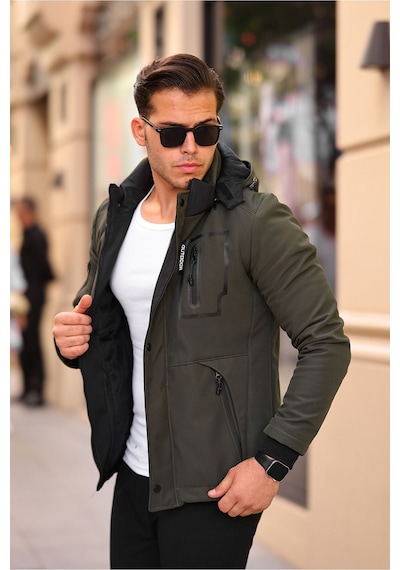 Outdoor Su,soğuk,rüzgar Geçirmez Içi Kürklü Elyaf Dolgulu Softshell Erkek Dağcı,kampcı,kayakcı Montu Haki