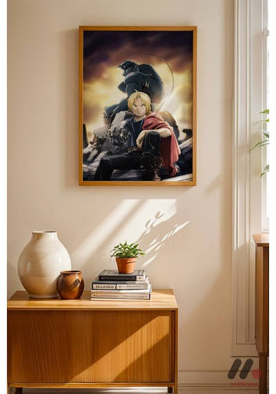 Fullmetal Alchemist Edward Poster, Ahşap Çerçeveli Duvar Tablosu - Anime Severlere Özel Hediye