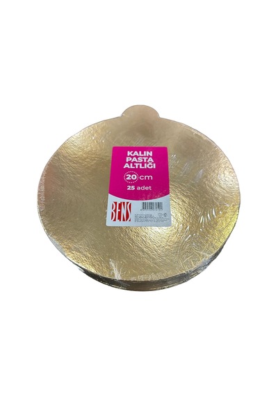 Omeyva Yuvarlak Kalın Altın Pasta Kek Turta Altlığı Tabanı - 20 Cm. - 25 Adetlik Paket Altın