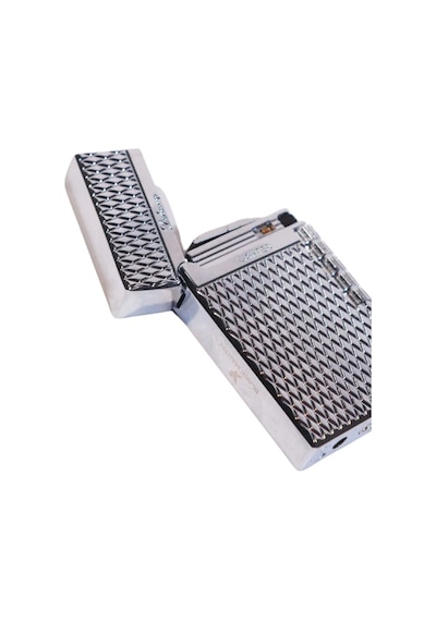 Black Martin Soft Flame Desenli Gümüş Metal Çakmak - Tr9278