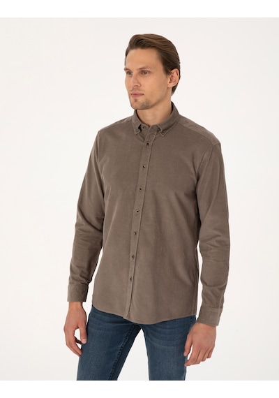 Pierre Cardin Erkek Vizon Gömlek Desenli 50310139-vr052 Vizon