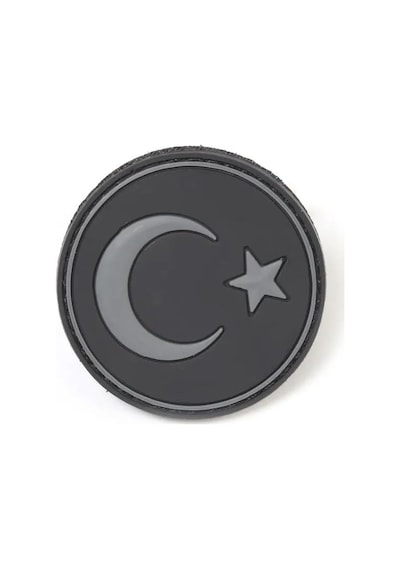 Yuvarlak Türk Bayrağı Peç Arma Siyah