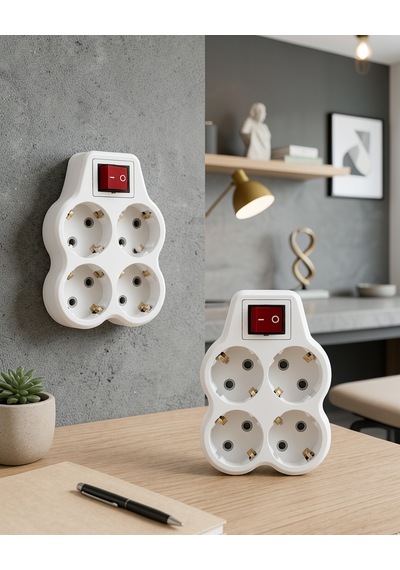 Kablosuz Duvar Priz Çoğaltıcı 4 Çıkışlı Anahtarlı Set Model Diğer