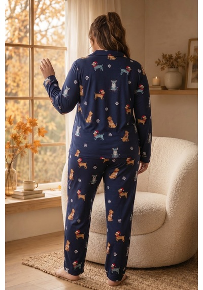 Siyah İnci Desenli Termal Kumaşlı Ultra Soft Yumuşak Büyük Beden Battal Boy Düğmeli Örme Pijama Takımı 26226501 Lacivert Siyah İnci Desenli Termal Kumaşlı Ultra Soft Yumuşak Büyük Beden Battal Boy Düğmeli Örme Pijama Takımı 26226501 Lacivert