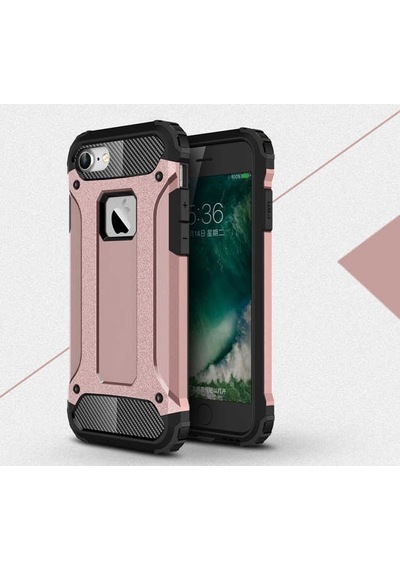 Noktaks - Apple Uyumlu iPhone 7 - Kılıf Çift Katman Zırh Tank Crash Military Kapak - Rose Gold