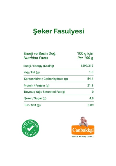 Canbakkal Yerli Şeker Fasulyesi İnce Kabuklu Pestisit Analizli 1 KG Canbakkal Yerli Şeker Fasulyesi İnce Kabuklu Pestisit Analizli 1 KG