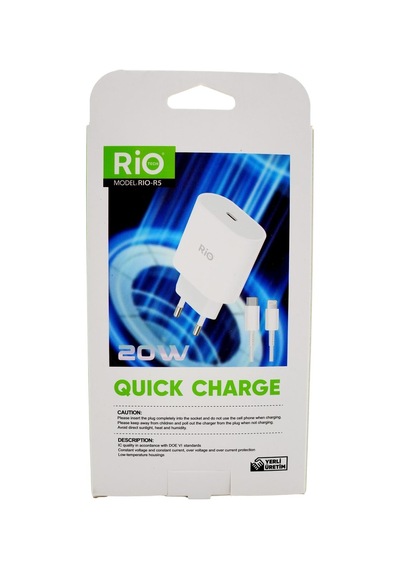 Rio Tech 20w iPhone Uyumlu Hızlı Şarj Seti Usb-c Adaptör + Lightning Kablo lı Paket Rio