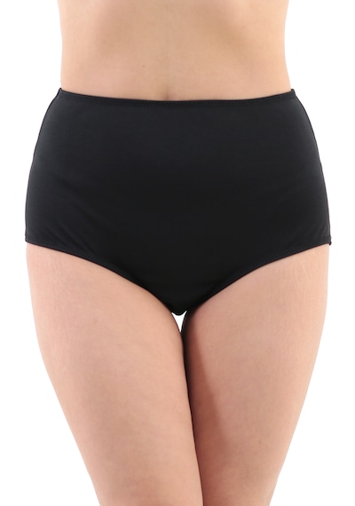 Kadın Büyük Beden Yüksek Bel Toparlayıcı Bikini Altı Siyah