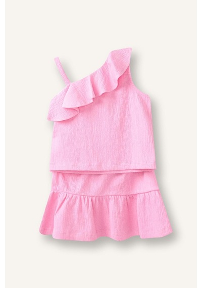 Defacto Kırışık Dokulu Kumaş 2li Pembe Takım Kız Bebek I0050a526hspn649 Pembe-pn649