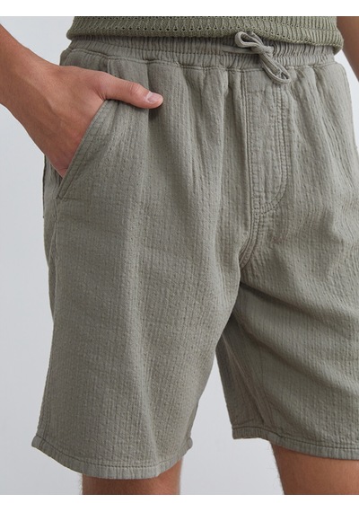 Lcw Jeans Haki Rahat Kalıp Müslin Erkek Şort