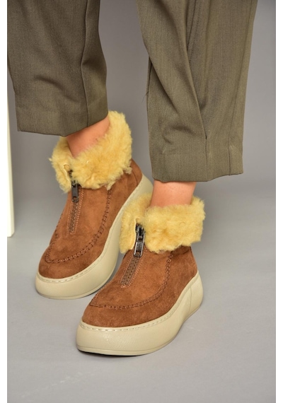 Fox Shoes T811231102 Taba Süet Kadın Bot Taba-Süet Taba